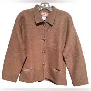 April Cornell Sweater Cardigan Size M/L Brown Wool Cottage Coatigan